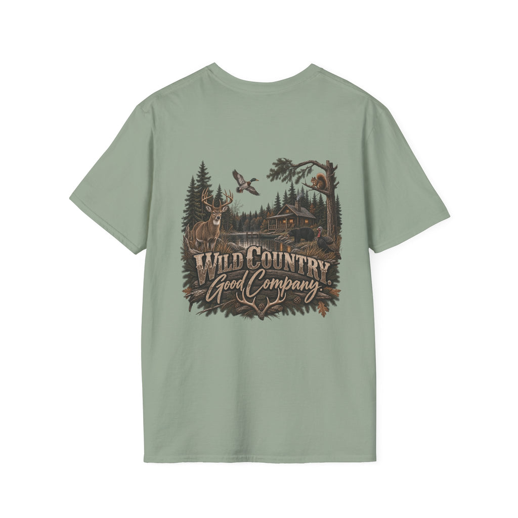 Rack & Ridge Outdoor Logo T‑Shirt — Hunting Antler Mountain Tee