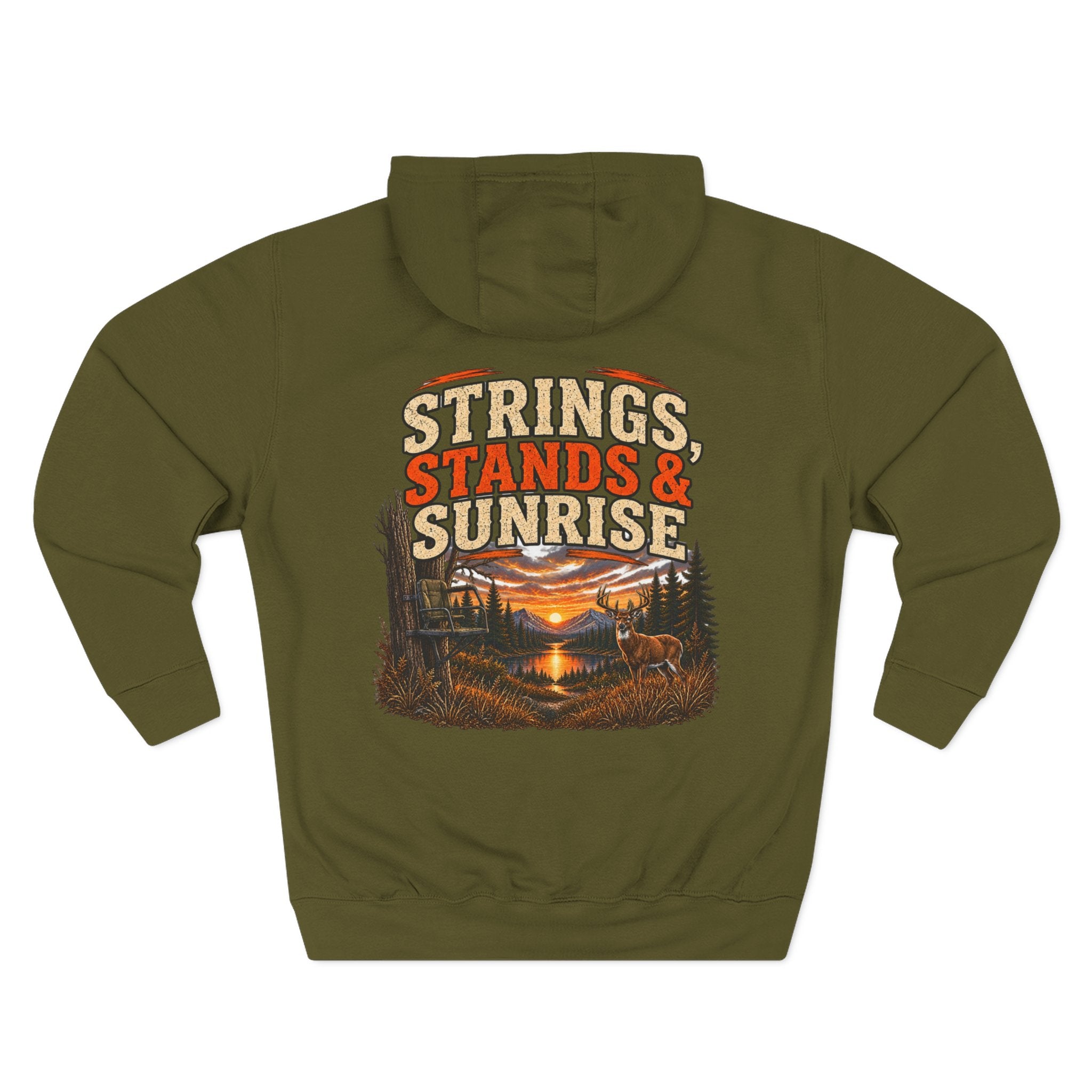 Strings, Stands & Sunrise Hoodie — Hunting Sunrise Graphic Fleece Hoodie