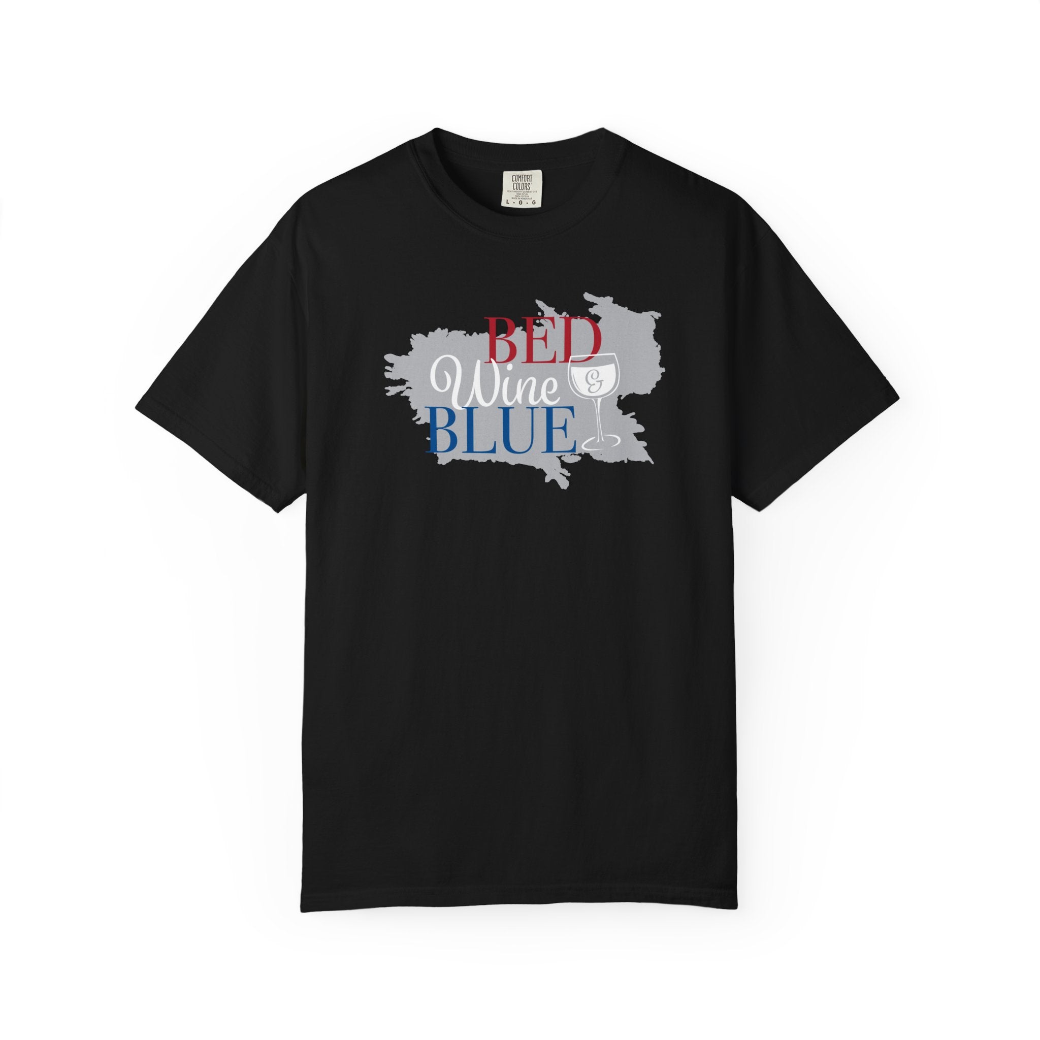 Bed Wine Blue T-Shirt — Patriotic Wine Lover Graphic Tee