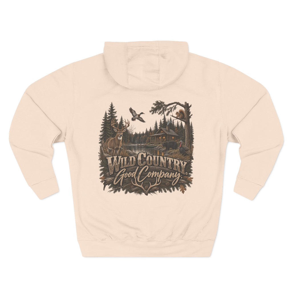 Wild Country Good Company Hoodie — Outdoor Hunting Cabin Graphic Pullover