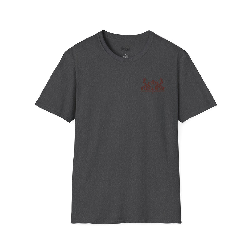 Rustic Deer Logo T‑Shirt — "Rack & Ride" Outdoor Hunting Tee