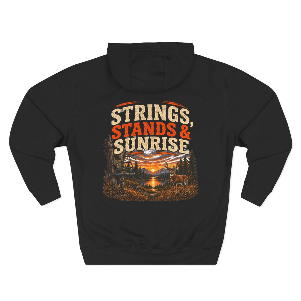 Strings, Stands & Sunrise Hoodie — Hunting Sunrise Graphic Fleece Hoodie