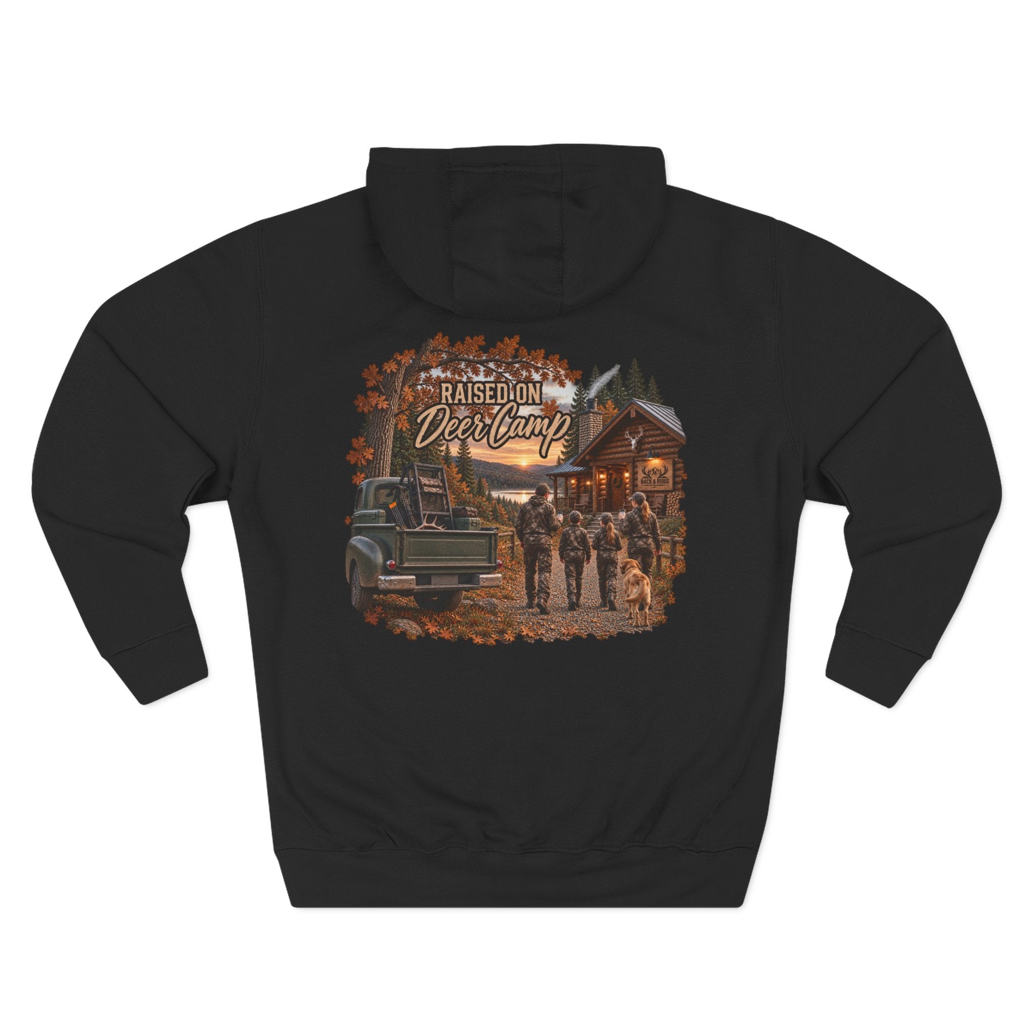 Raised On Deer Camp Hoodie - Hunting Cabin Fleece Pullover