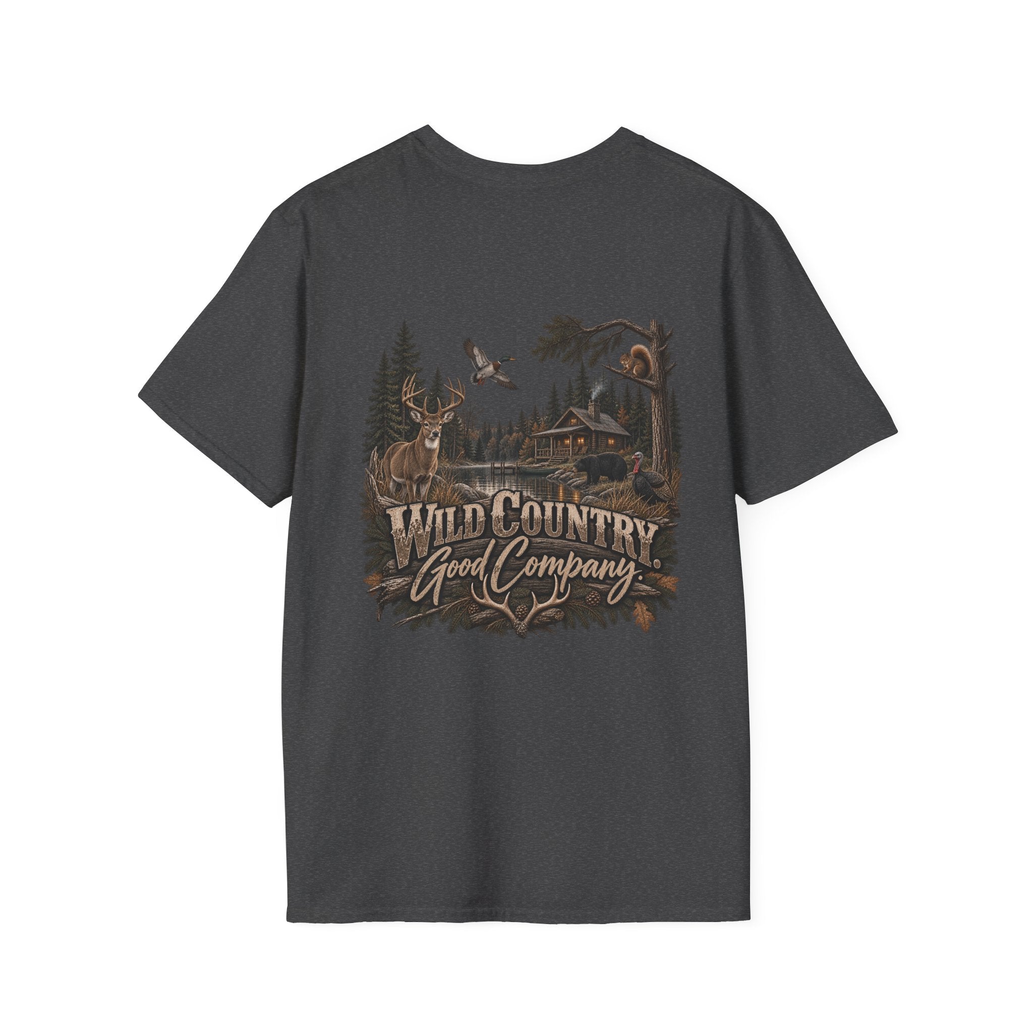 Rack & Ridge Outdoor Logo T‑Shirt — Hunting Antler Mountain Tee