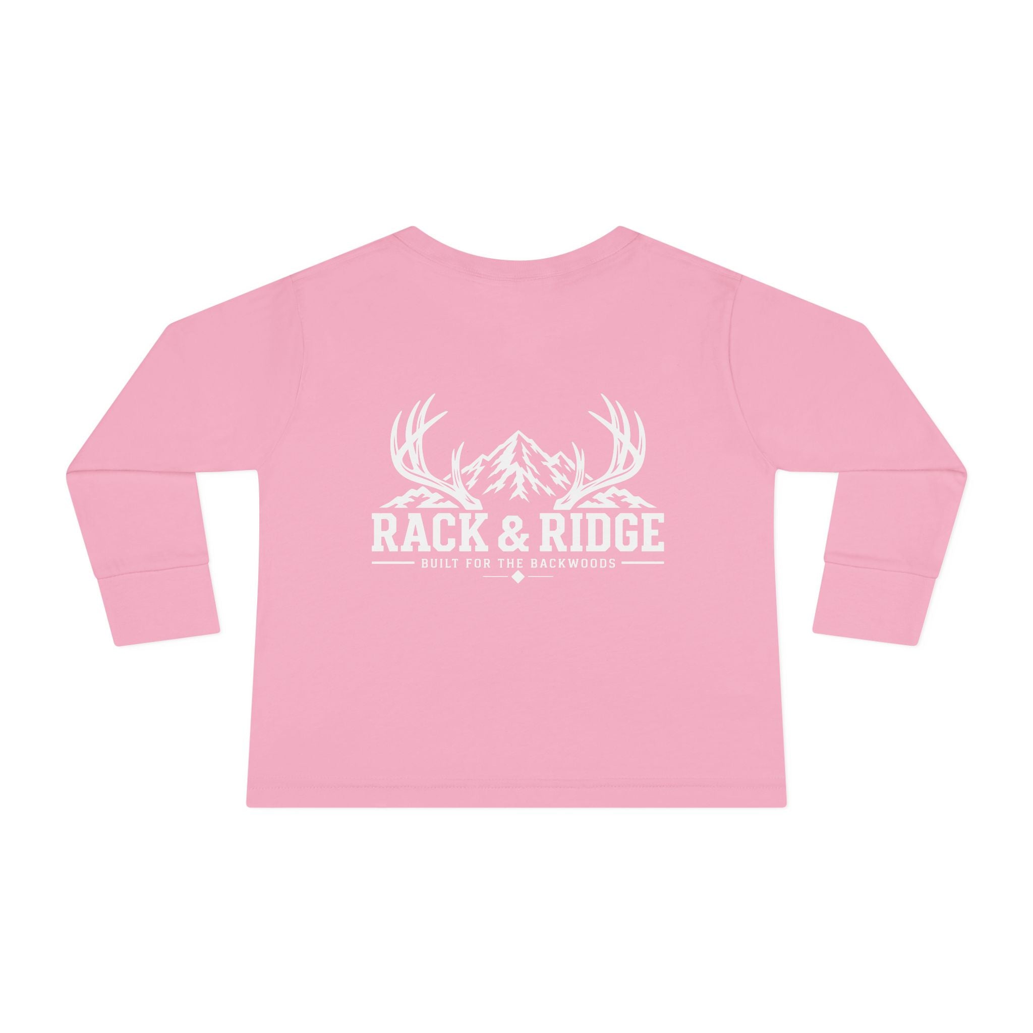 Toddler Long Sleeve Tee — 'Rack & Ridge' Mountain Antler Graphic Kids Shirt