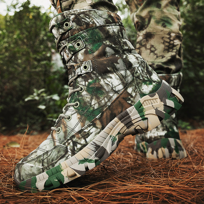 Men's Camo High-Top Hiking Boots – Outdoor Training & Hunting Boots