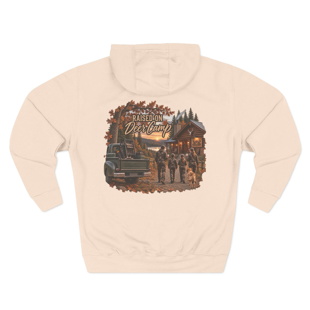 Raised On Deer Camp Hoodie - Hunting Cabin Fleece Pullover