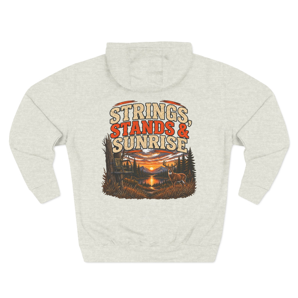 Strings, Stands & Sunrise Hoodie — Hunting Sunrise Graphic Fleece Hoodie