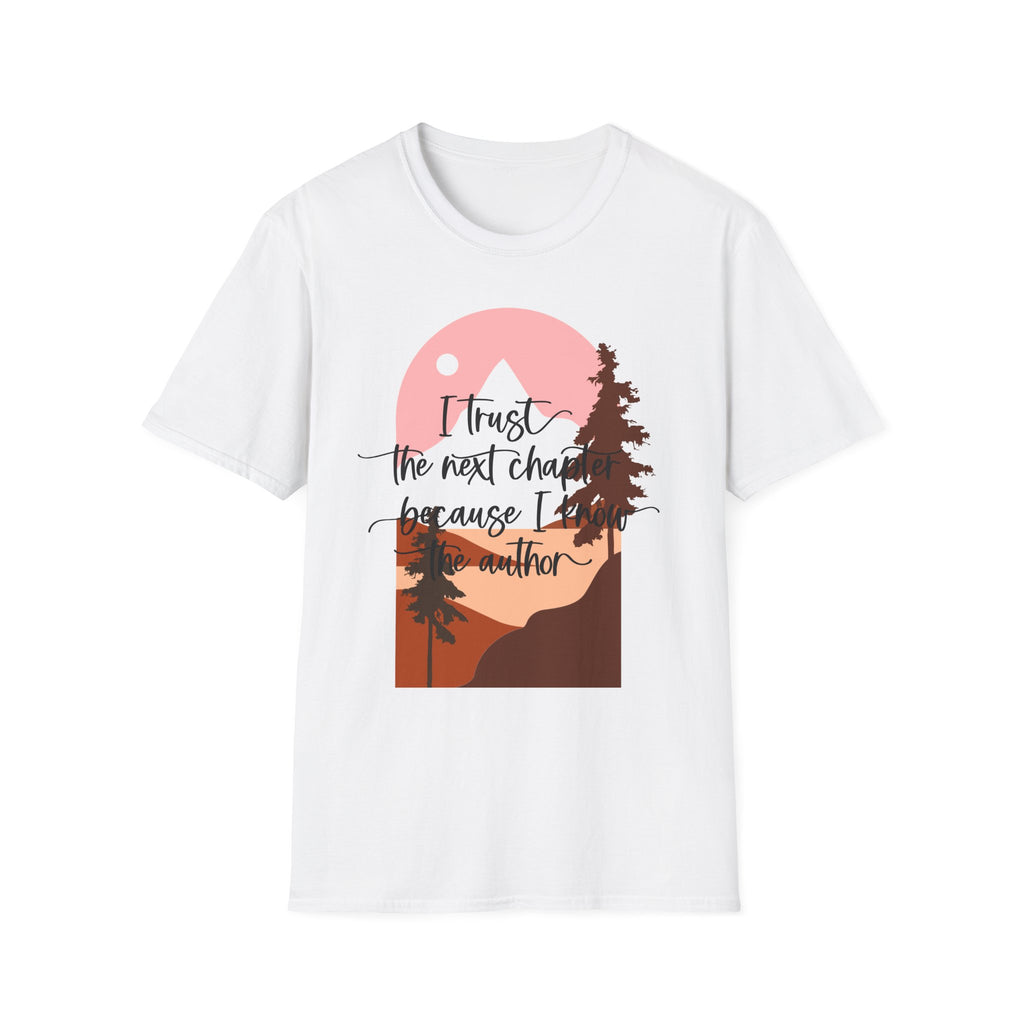 T‑Shirt — "I trust the next chapter because I am the author" Sunset Mountain Graphic Tee