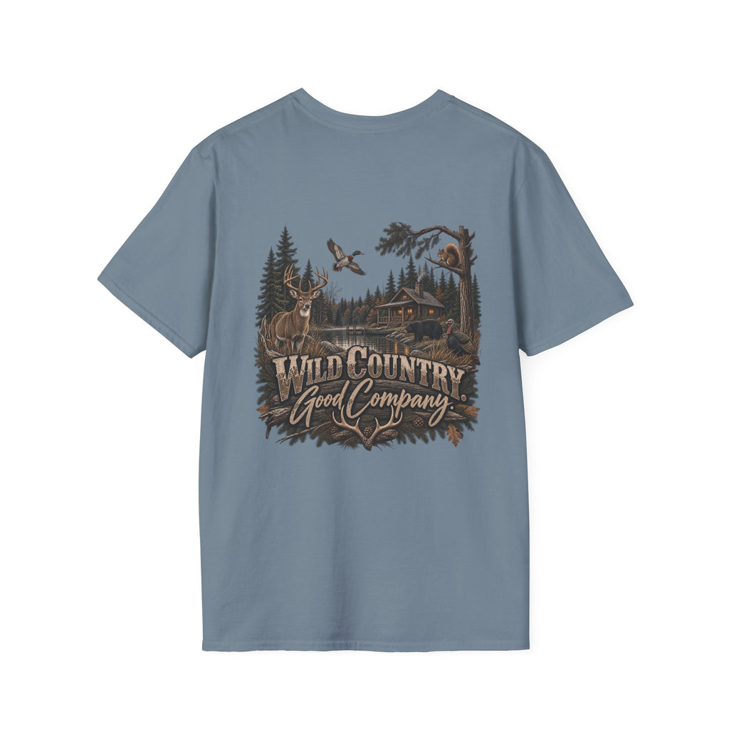 Rack & Ridge Outdoor Logo T‑Shirt — Hunting Antler Mountain Tee