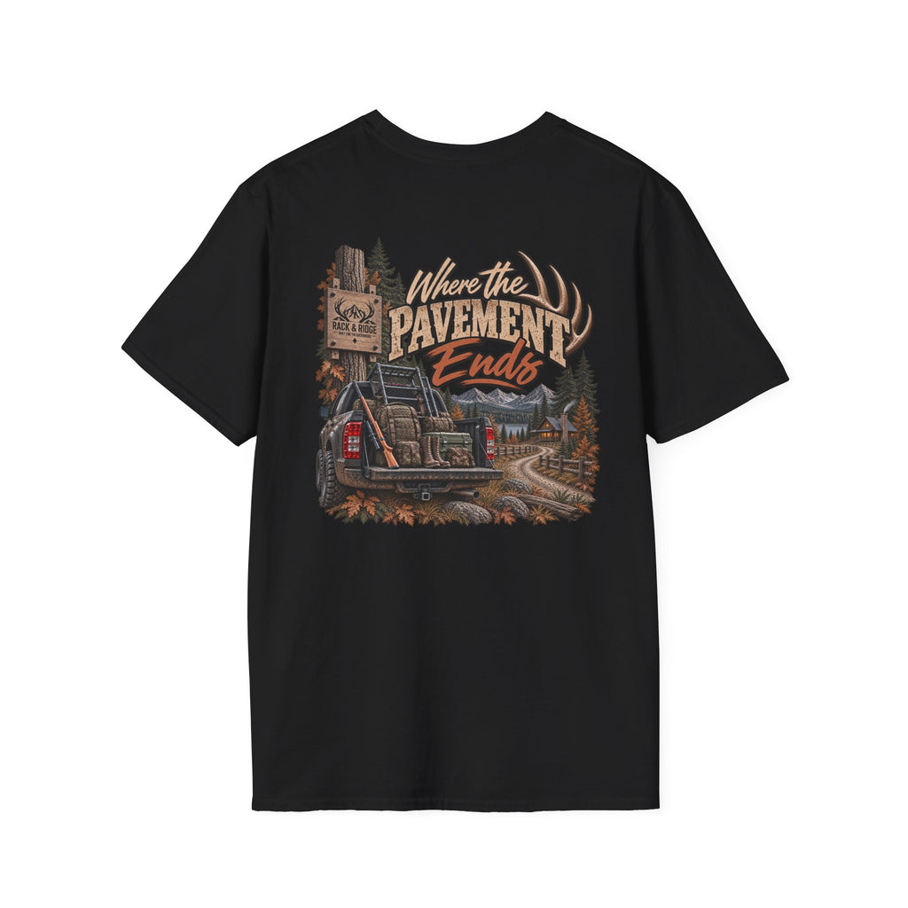 Rack & Ridge Hunting T-Shirt — Rustic Antler Logo Tee for Outdoorsmen