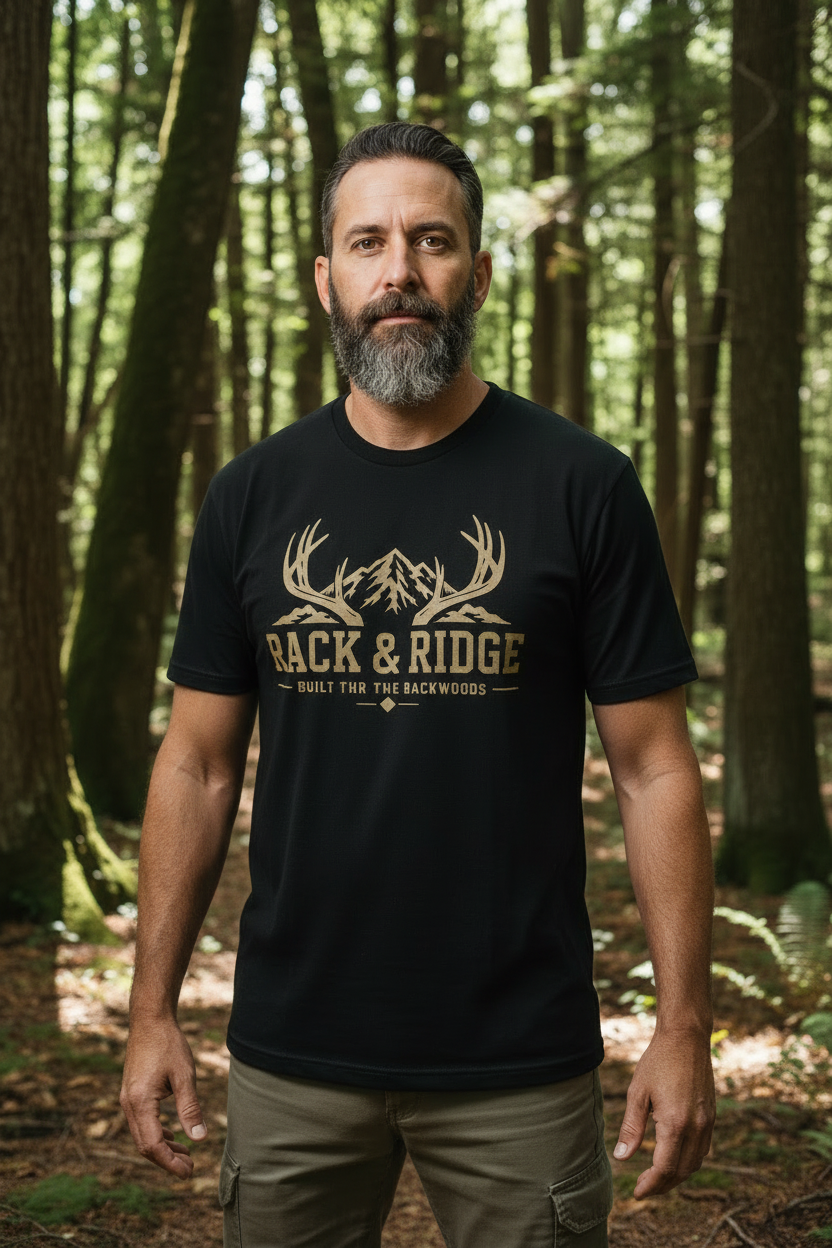 Rack & Ridge Mountain Antler Logo T-Shirt — Outdoor Hunting
