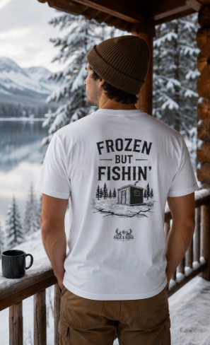 "Frozen but Fishin' " | Rack & Ridge T-Shirt