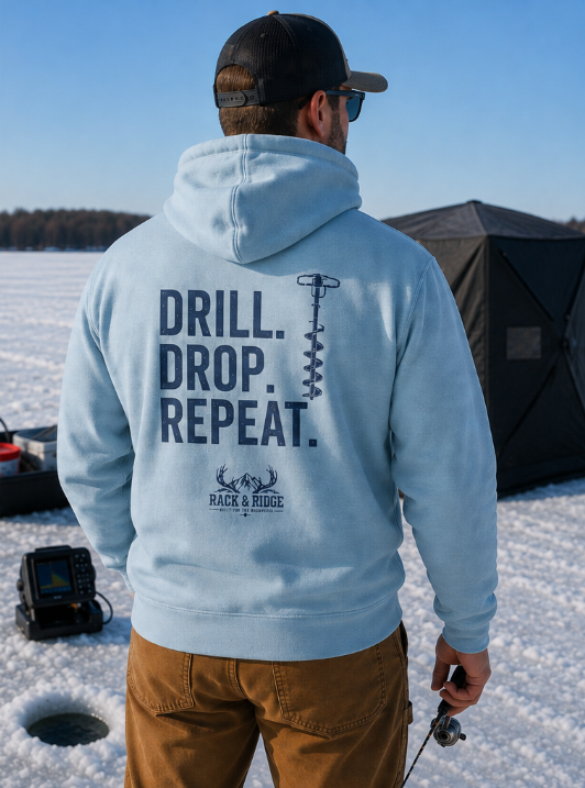 Drill. Drop. Repeat. | Rack & Ridge Hoodie