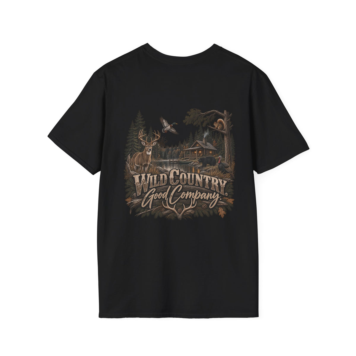 Rack & Ridge Outdoor Logo T‑Shirt — Hunting Antler Mountain Tee