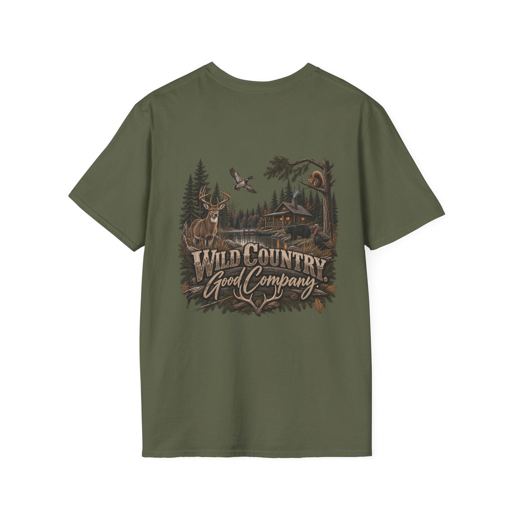 Rack & Ridge Outdoor Logo T‑Shirt — Hunting Antler Mountain Tee