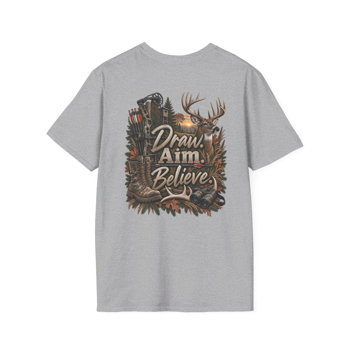 Rack & Ridge Antler Logo T‑Shirt — Rustic Outdoor Hunting Tee