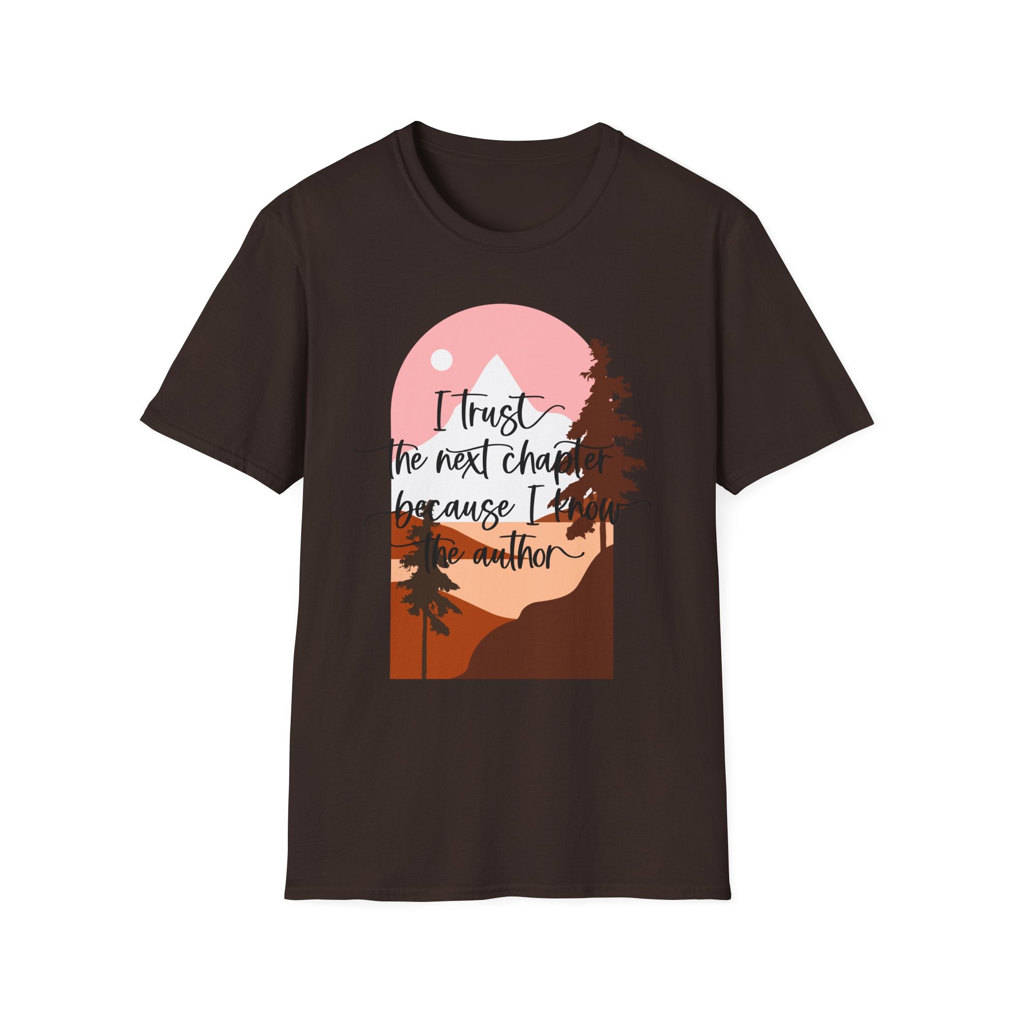 T‑Shirt — "I trust the next chapter because I am the author" Sunset Mountain Graphic Tee