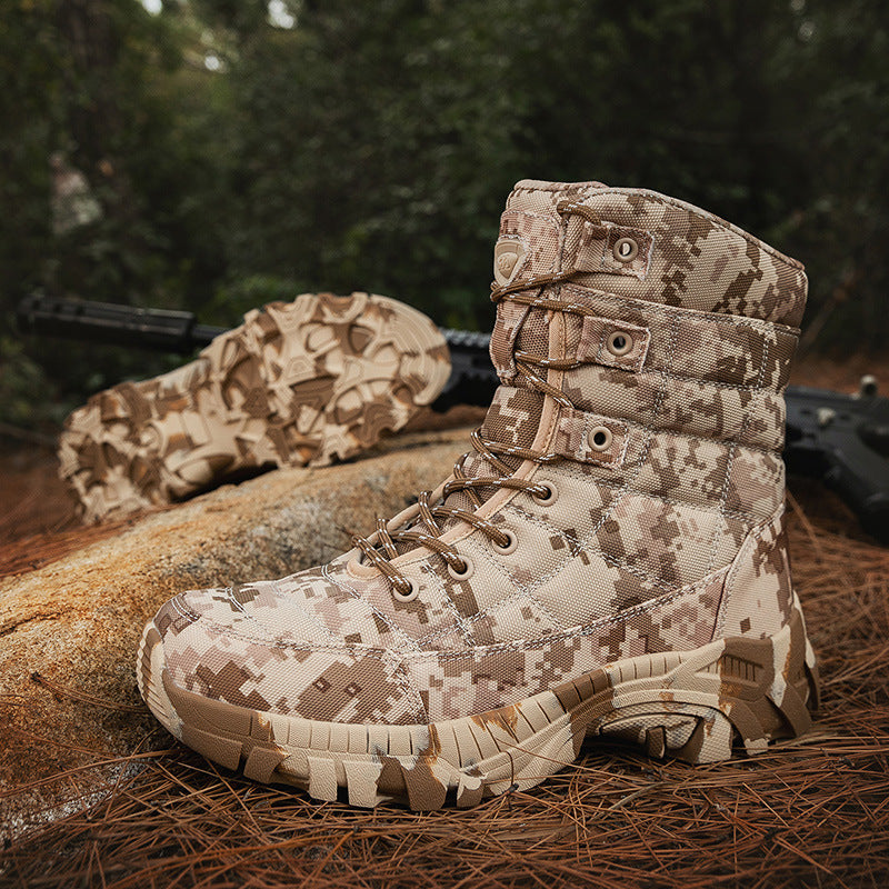 Men's Camo High-Top Hiking Boots – Outdoor Training & Hunting Boots