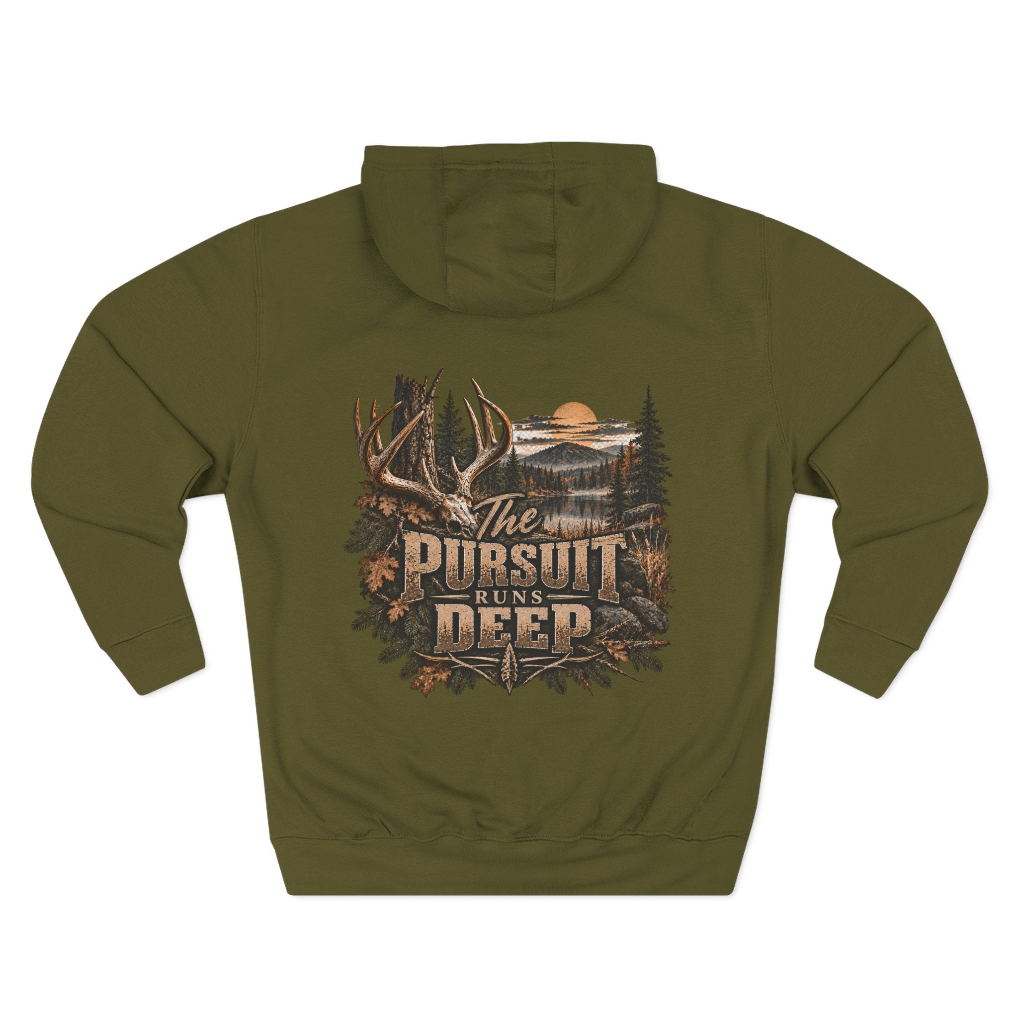 Hoodie – "The Pursuit Runs Deep" Deer Hunting Graphic Hooded Sweatshirt