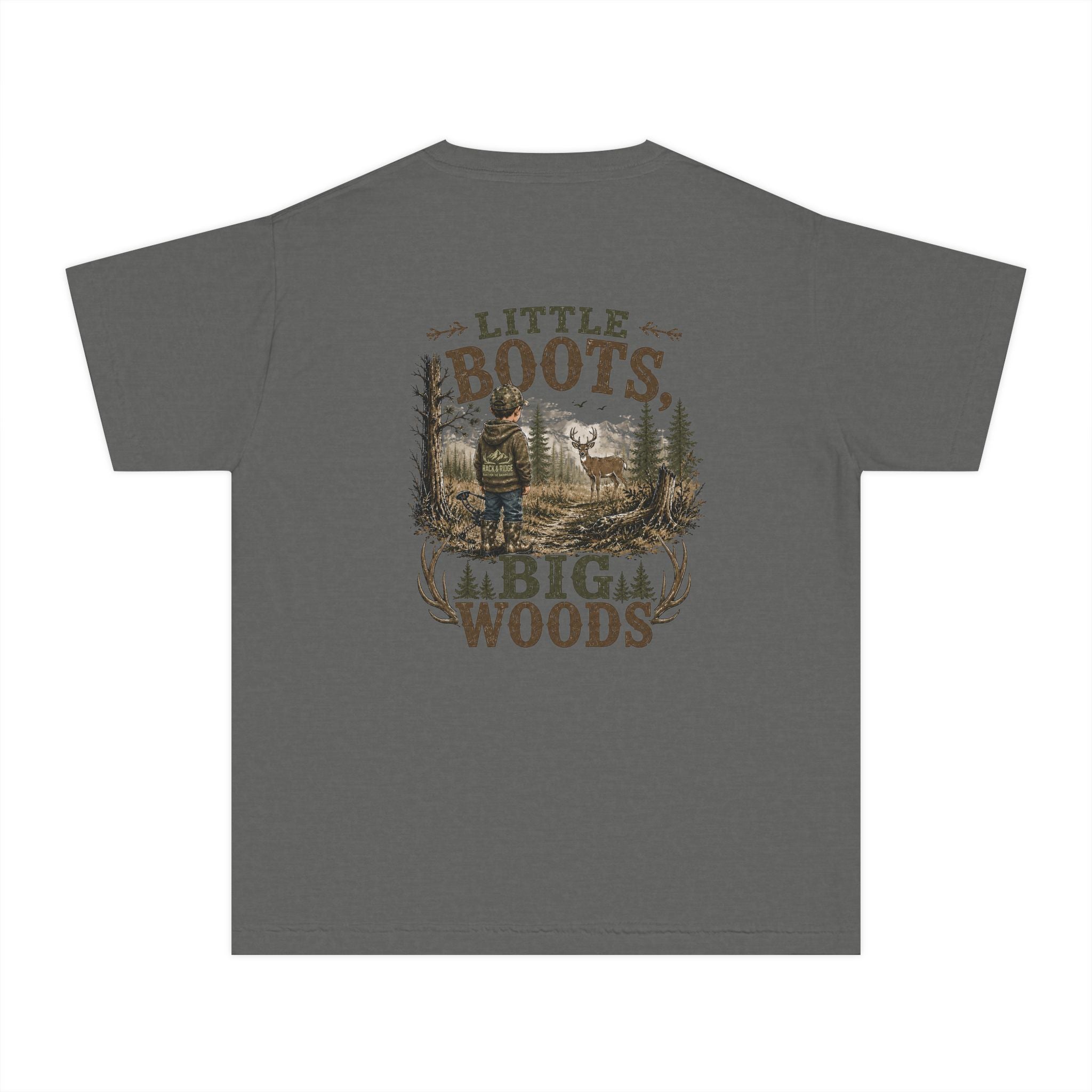 RACK & RIDGE Little Boots, Big Woods Youth Boys' Woodland T-Shirt
