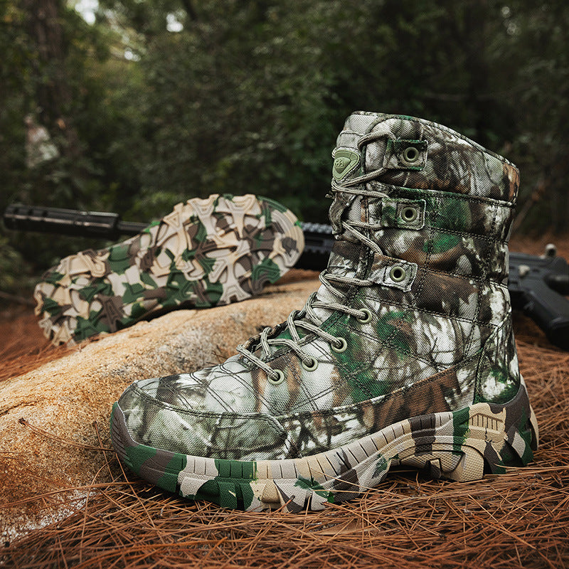 Men's Camo High-Top Hiking Boots – Outdoor Training & Hunting Boots