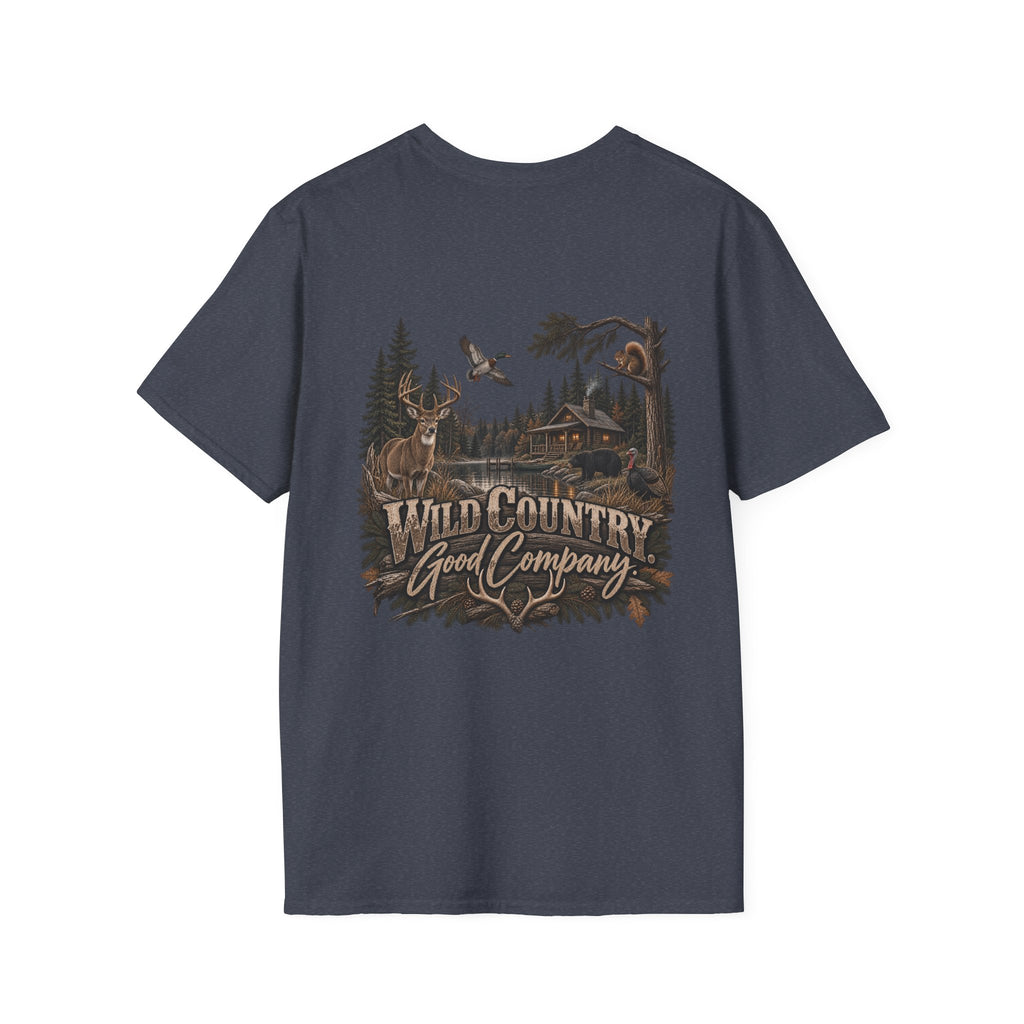 Rack & Ridge Outdoor Logo T‑Shirt — Hunting Antler Mountain Tee