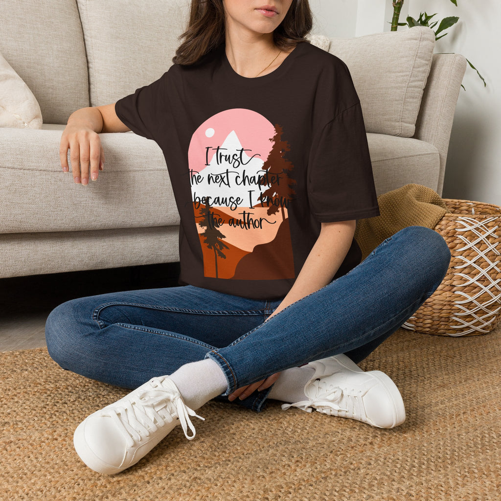 T‑Shirt — "I trust the next chapter because I am the author" Sunset Mountain Graphic Tee