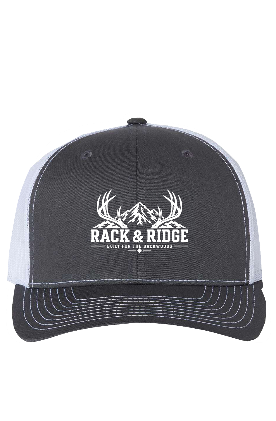 Rack Ridge Two Tone Trucker Hat White logo