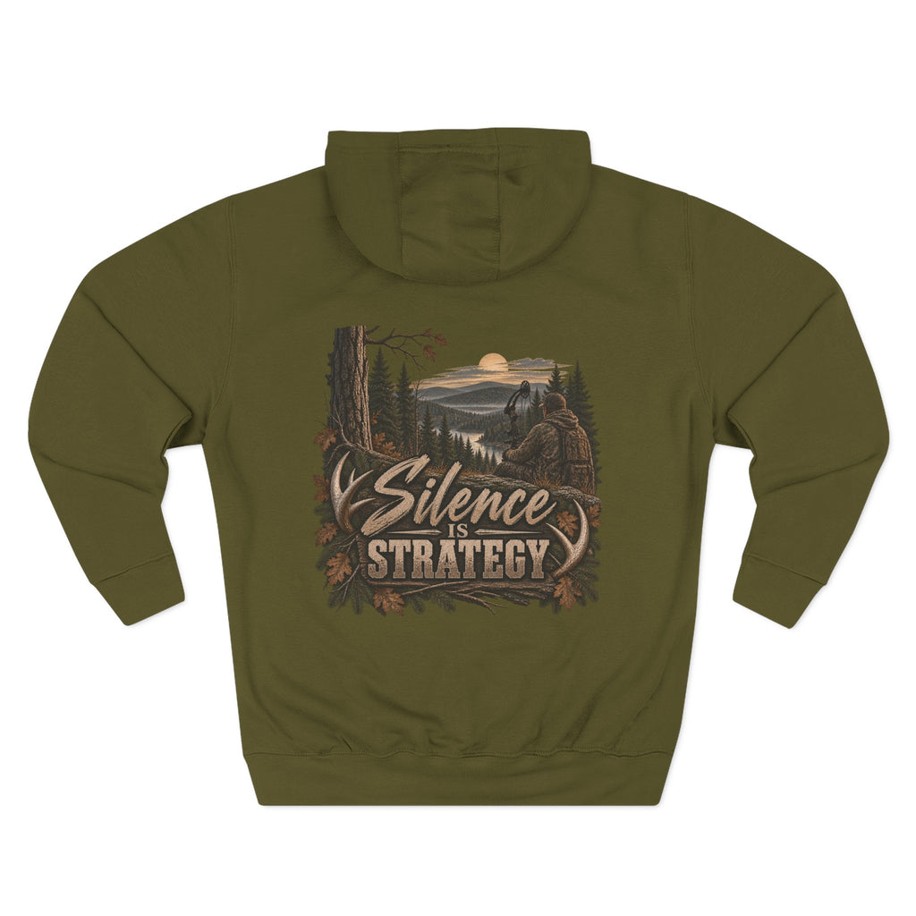 Silence Is Strategy Hoodie — Outdoorsy Rustic Graphic Pullover