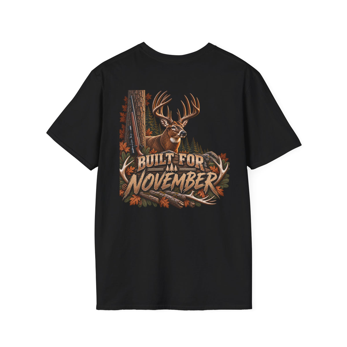 Rack & Ridge Antler Logo T‑Shirt — Outdoorsy Hunting Lodge Tee