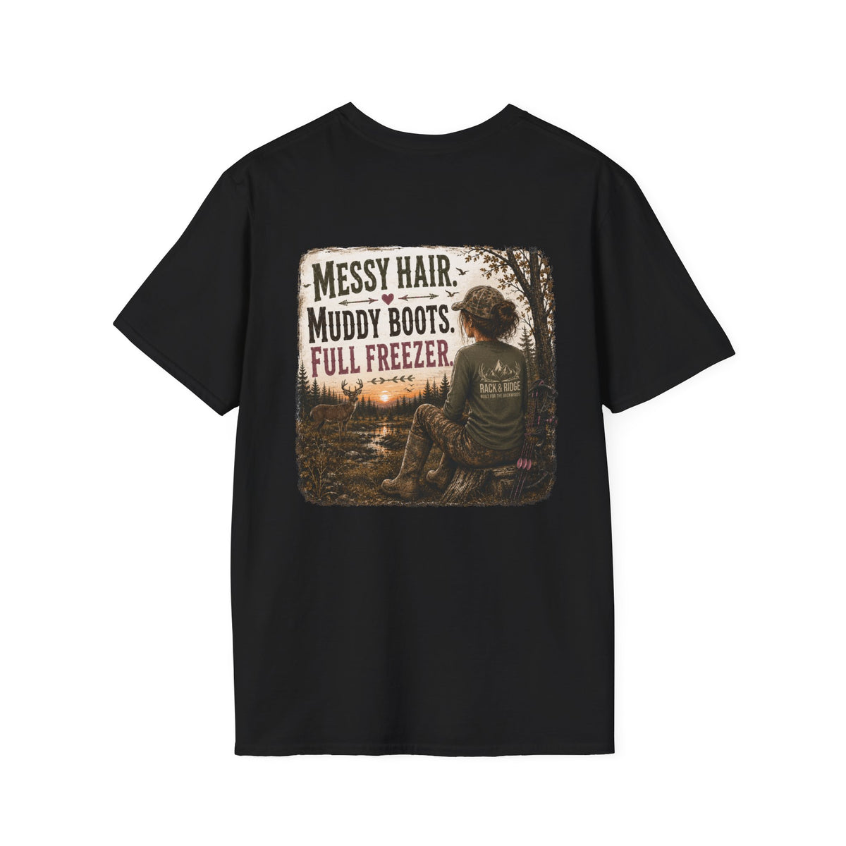 Rack & Ridge Antler Logo Tee — Casual Outdoorsy White T-Shirt