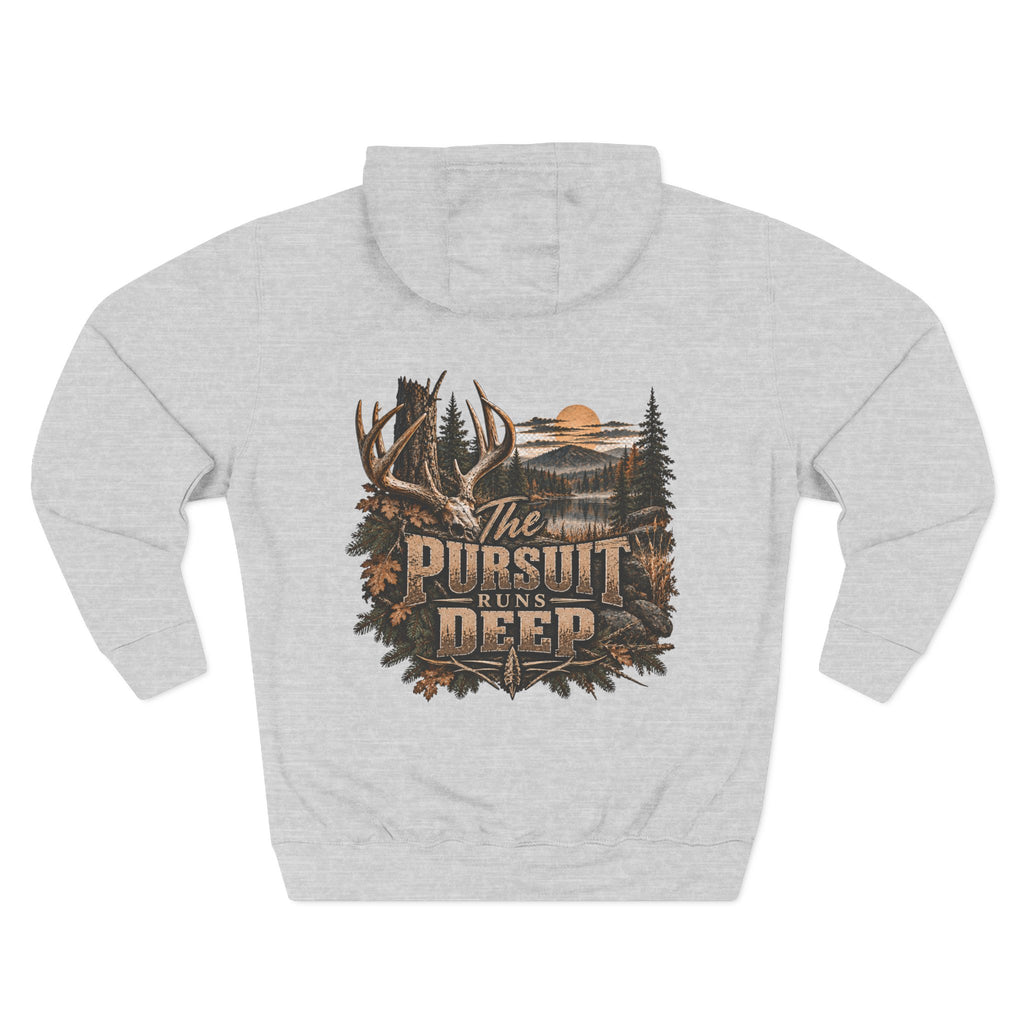 Hoodie – "The Pursuit Runs Deep" Deer Hunting Graphic Hooded Sweatshirt