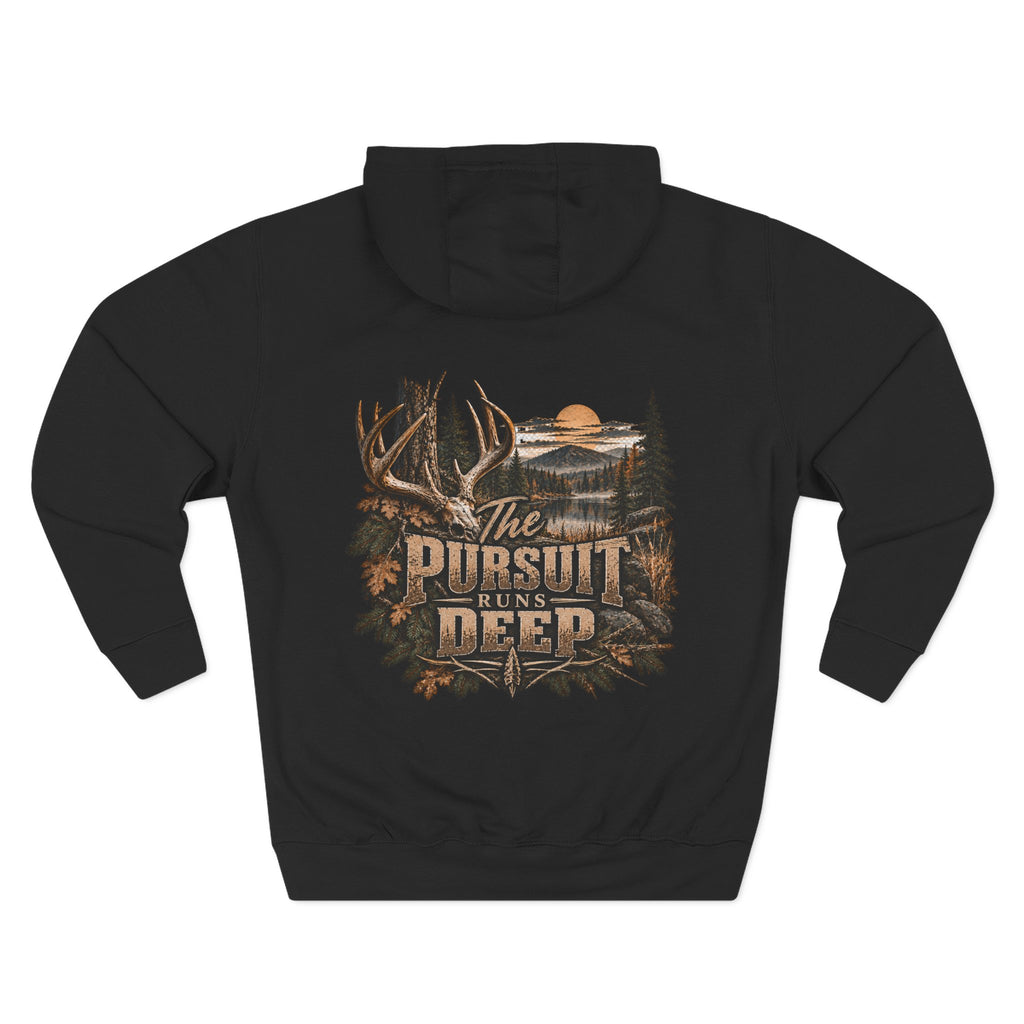 Hoodie – "The Pursuit Runs Deep" Deer Hunting Graphic Hooded Sweatshirt