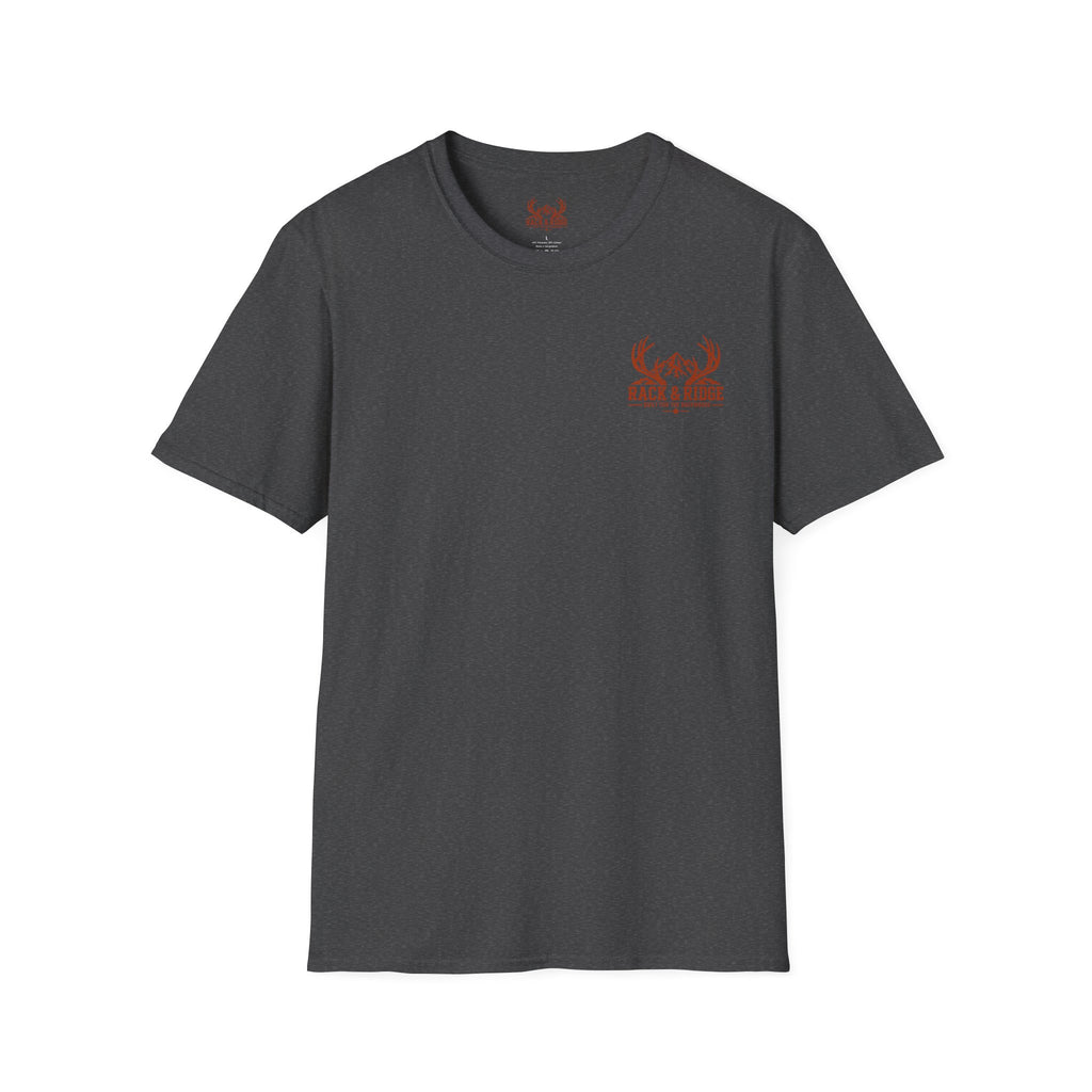 Rack & Ridge Antler Logo T‑Shirt — Outdoorsy Hunting Lodge Tee