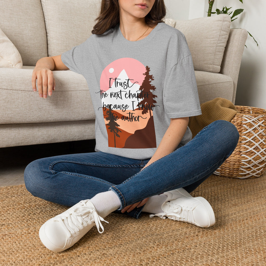 T‑Shirt — "I trust the next chapter because I am the author" Sunset Mountain Graphic Tee