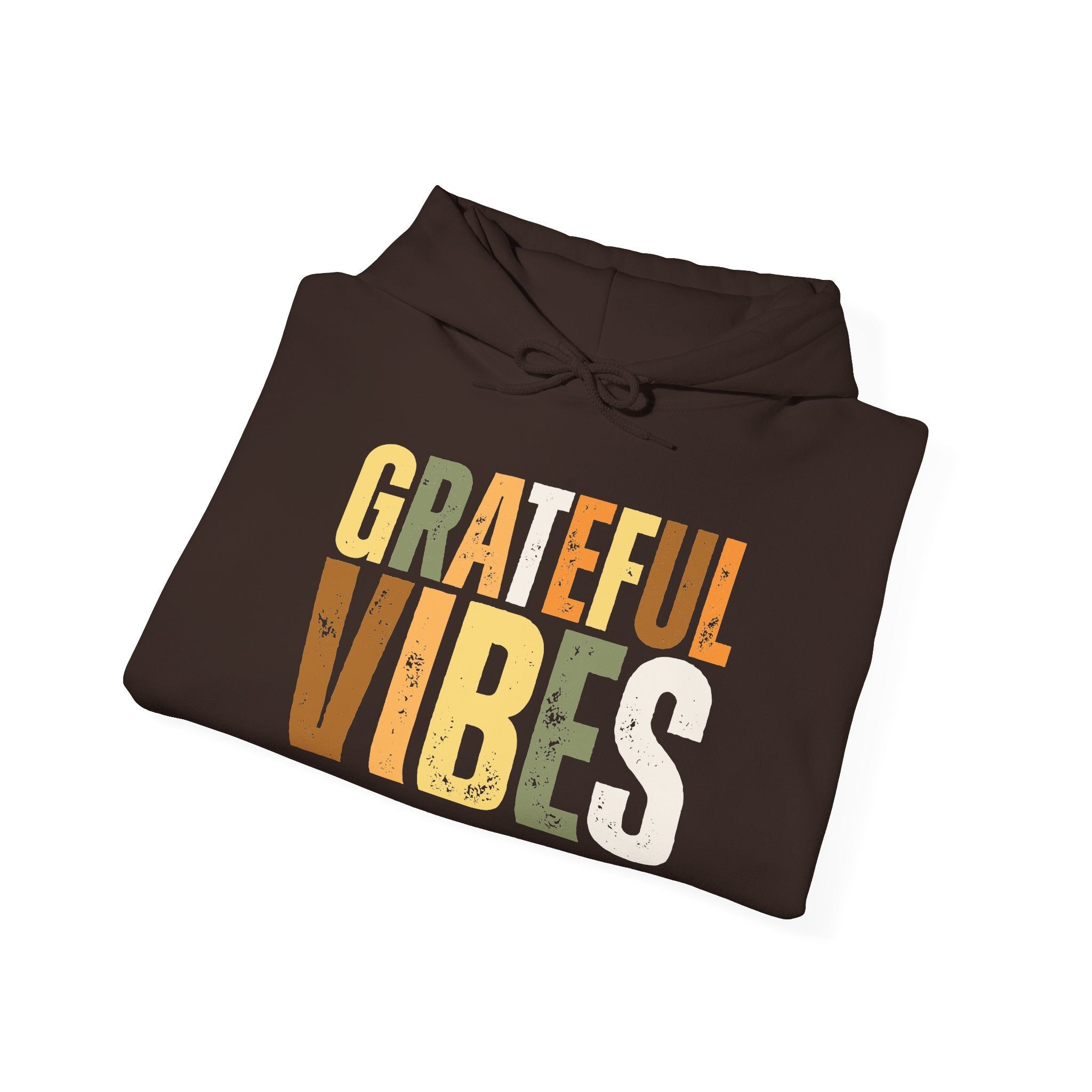 Grateful Vibes Hoodie — Retro Earth Tone Gratitude Pullover