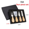 Stainless Steel Simple Ins Style Cheese Knife Fork Cheese Butter Knife Pizza Oak Handle Baking Tool Gift Box Set