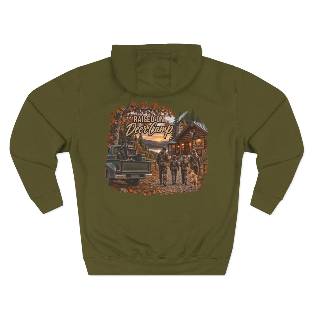 Raised On Deer Camp Hoodie - Hunting Cabin Fleece Pullover