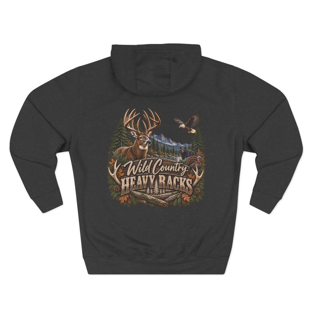 Wild Country Heavy Racks Hoodie — Buck Deer & Eagle Hunting Graphic