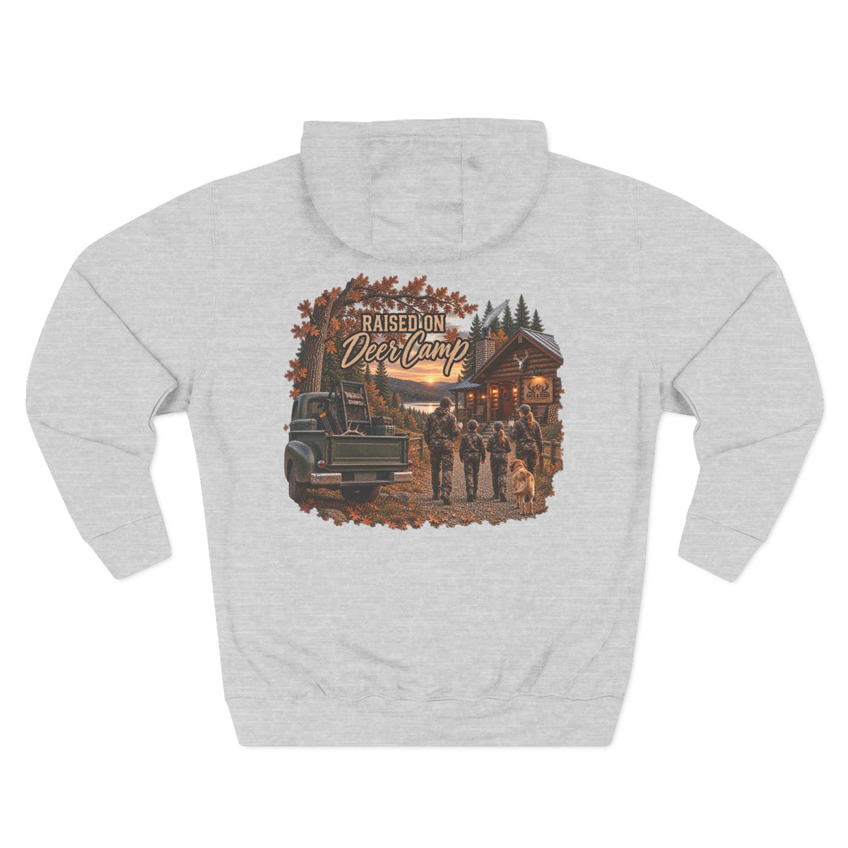 Raised On Deer Camp Hoodie - Hunting Cabin Fleece Pullover