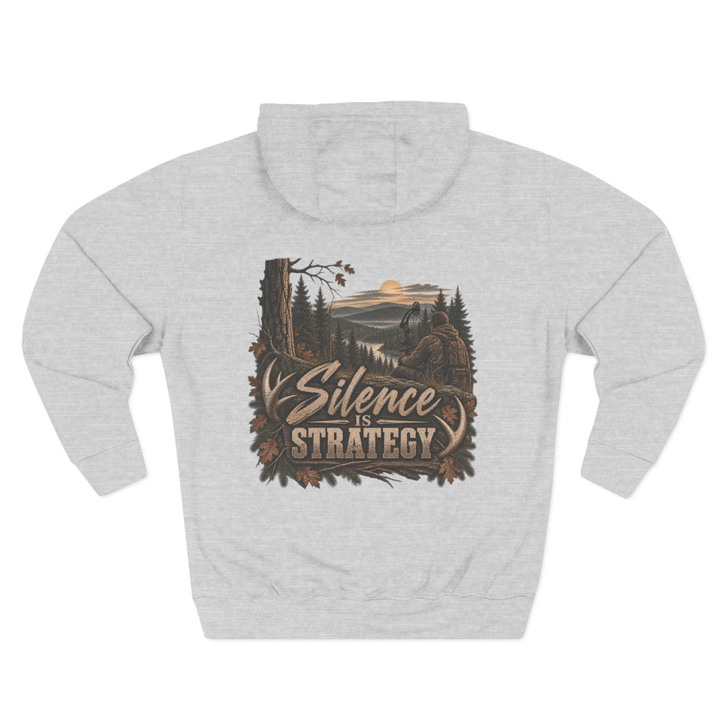 Silence Is Strategy Hoodie — Outdoorsy Rustic Graphic Pullover