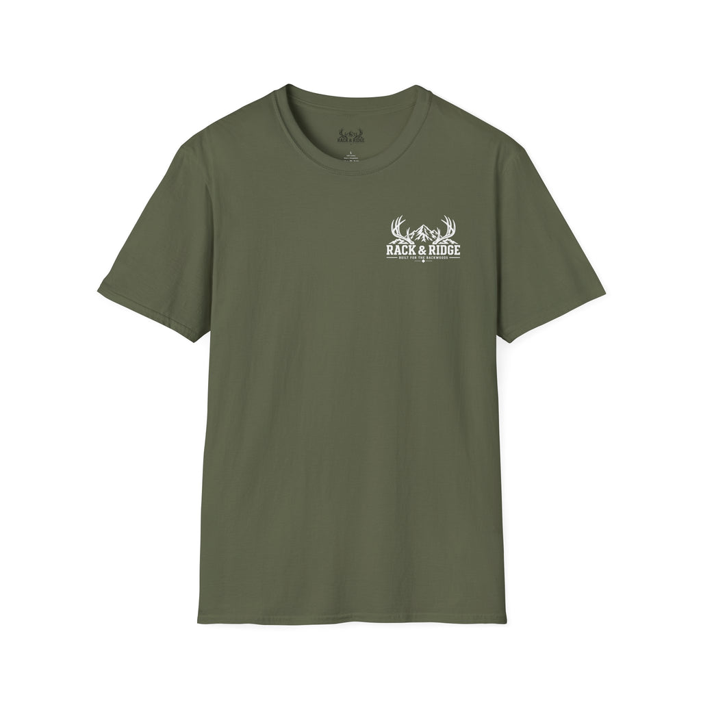 Rack & Ridge Antler Logo T‑Shirt — Outdoor Hunting Graphic Tee