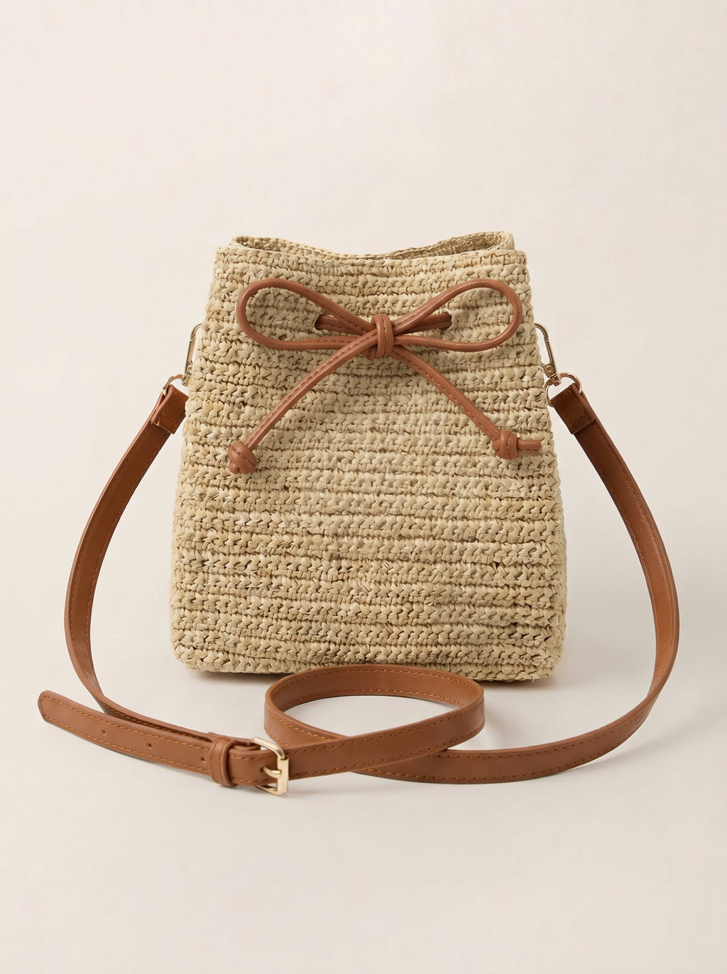 Handwoven Raffia Drawstring Bag
