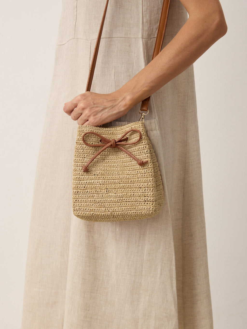 Handwoven Raffia Drawstring Bag