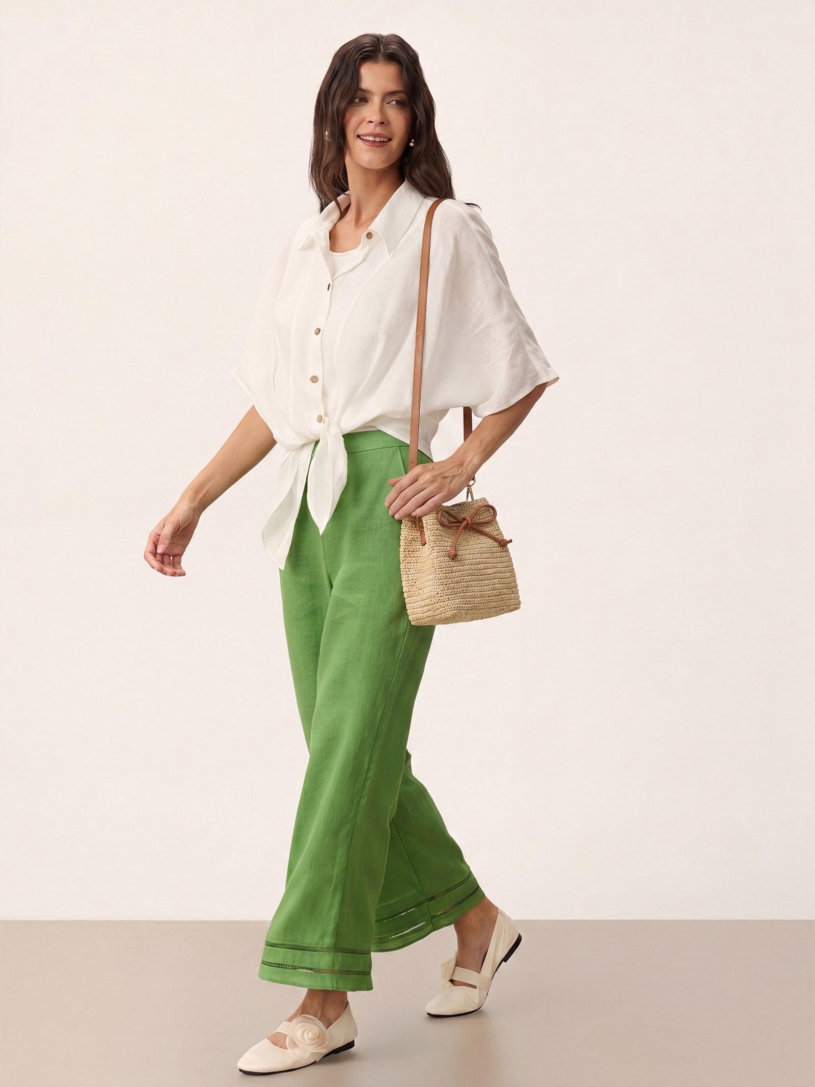 Handwoven Raffia Drawstring Bag