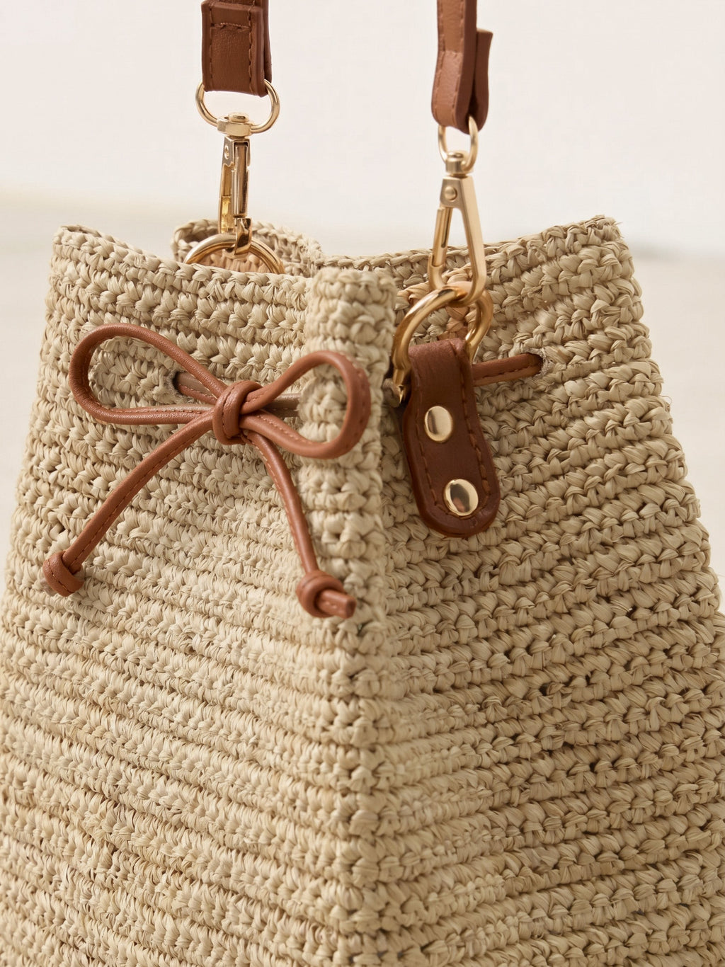 Handwoven Raffia Drawstring Bag