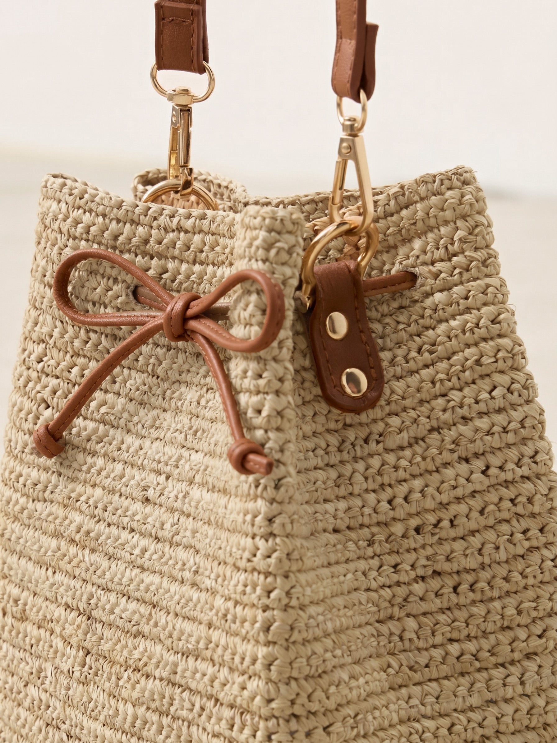 Handwoven Raffia Drawstring Bag
