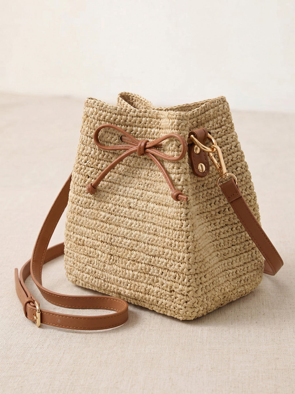 Handwoven Raffia Drawstring Bag