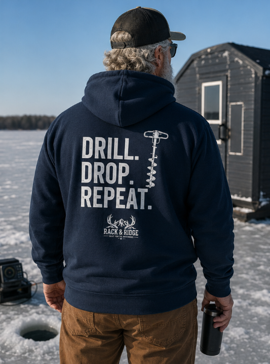 Drill. Drop. Repeat. | Rack & Ridge Hoodie